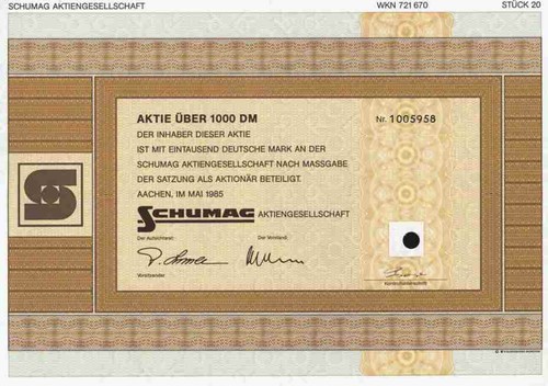 Schumag 1985 aquisgrana - schumag,